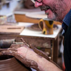 Doug Fitch and Hannah McAndrew making a jug for me